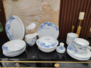 曼遠釉下彩景德鎮青花瓷餐具套裝碗碟套裝家用中式高溫白瓷喬遷送禮 山清水秀【10人配置】 56頭 曬單實(shí)拍圖