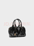 CHARLES&KEITH25冬新品褶皺包掛手提小方包波士頓包CK2-30671820 Black黑色 S 曬單實(shí)拍圖