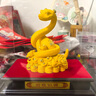 新中式絨沙金蛇聚寶擺件招財生肖蛇客廳辦公室吉祥物裝飾品 小號鴻運當頭15_10.8_20.7cm 曬單實(shí)拍圖