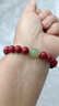 天然原礦紅朱砂手串女本命年手鏈和田青玉轉運珠送女友送母親禮物 紫金砂8mm青玉轉運珠款式 曬單實(shí)拍圖
