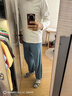羅蒙含桑蠶絲長袖T恤男士POLO上衣冰絲圓領體恤衫打底衫男裝 白色2XL 曬單實拍圖