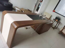巖謝承閣新中式實(shí)木茶桌巖板茶臺一體辦公桌現代簡(jiǎn)約胡桃木茶桌椅組合 2.4米茶桌（黑胡桃木） 曬單實(shí)拍圖