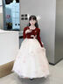 思妙星女童生日禮服高端婚紗公主裙兒童花童小女孩主持人鋼琴演奏演出服 紅色長(cháng)款 160 曬單實(shí)拍圖