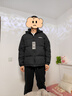 雅鹿【高充絨203G】羽絨服男士短款加厚冬季新款撞色連帽面包服外套男 黑色 XL /180【推薦135-150斤】 曬單實(shí)拍圖