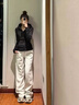 蕓蕁羽絨服女2025新款瑜伽服女短款白鴨絨修身顯瘦冬季保暖連帽戶(hù)外運 MON 黑色 M 修身健【80-100斤】 曬單實(shí)拍圖