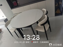 上林春天實(shí)木餐桌椅組合 意式極簡(jiǎn)巖板餐桌可伸縮折疊小戶(hù)型家用圓桌子 【格調黑】純白巖板+羊角椅*4 135cm *85cm*75cm【直邊款】 曬單實(shí)拍圖