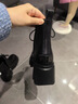 艾今（IIJIN）2024年新品9.5cm厚底內增高超輕黑色簡(jiǎn)約百搭馬丁靴子女706ASWO 黑色 35 曬單實(shí)拍圖