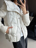 玖姿·安娜蔻休閑通勤減齡連帽短款發(fā)熱鵝絨羽絨服女2025冬季新款 米白 M 曬單實(shí)拍圖