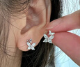 老鳳祥S925銀耳釘女氣質(zhì)蝴蝶耳飾品女生生日紀念日禮物送女友老婆 蝶舞雙飛耳釘*本地倉/就近發(fā)貨 曬單實(shí)拍圖