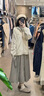 無(wú)印良品（MUJI）女式 法蘭絨 立領(lǐng)長(zhǎng)袖連衣裙女裝裙子純棉連身裙25年秋季 淺米色格紋 S (155/80A) 曬單實(shí)拍圖