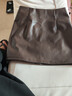 皮爾卡丹（pierre cardin）棕色短款包臀半身裙深咖色皮裙2024新款高腰御姐緊身包裙pu皮裙子 棕色 防走光內襯 L 軟皮 曬單實(shí)拍圖
