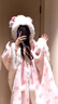 熊哲察Hellokitty披肩毛毯貓斗篷連帽睡衣女冬天加絨加厚珊瑚絨法蘭絨保 3219-凱蒂貓印花睡袍【加絨加厚 M建議體重90-105斤 曬單實(shí)拍圖