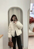 VEOX羽絨棉服女2025新款冬季短款韓版寬松大碼棉衣時(shí)尚連帽百搭薄款棉 米白色 M 80-109斤 曬單實(shí)拍圖