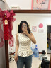 UR2025秋季新款女裝法式波點(diǎn)系帶無(wú)袖罩衫襯衫UWG250188 米白印花 XL 曬單實(shí)拍圖