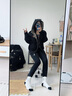 NAIER襪子女春秋款薄款女士中筒襪卡通女襪吸濕透氣青少年女生棉襪 【五雙裝】黑白小狗 均碼 曬單實(shí)拍圖