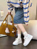 回力【廠(chǎng)牌】小白鞋女百搭休閑板鞋學(xué)生厚底增高運動(dòng)面包鞋子 米/綠 38 曬單實(shí)拍圖