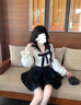 蜜樂(lè )奇甜美春秋學(xué)院風(fēng)韓版套裝女長(cháng)袖蝴蝶結上衣收腰顯瘦蛋糕半身裙兩件 上衣+半身裙 【兩件套】 S 曬單實(shí)拍圖