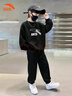 安踏兒童套裝男中大童2025秋冬季新款運動(dòng)2件套青少年女孩衛衣衛褲子 黑色+黑色 印花衛衣+印花衛褲 150 cm 曬單實(shí)拍圖