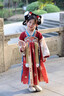 安妮優(yōu)兒（Anneyol）漢服女童秋冬季2025新款古裝連衣裙加絨兒童國風(fēng)唐裝女孩古風(fēng)裙子 紅色加絨裙子 110 曬單實(shí)拍圖