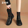 ZHR樂(lè )福襪靴女2025冬季新款粗跟洋氣小短靴女套腳女靴EH202黑色38 曬單實(shí)拍圖