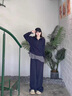 香影休閑運動(dòng)衛衣套裝女2025冬季新款藏青連帽寬松慵懶衛褲兩件套 套裝 S 曬單實(shí)拍圖