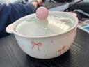 粉色蝴蝶結大號陶瓷泡面帶蓋螺螄粉碗面碗高顏值釉下彩好看少女心 【粉白】 蝴蝶結-泡面碗 泡面碗+蓋 【二件套】 曬單實(shí)拍圖