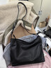 裘真植鞣頭層牛皮羊皮自在hobo包單肩斜挎大容量通勤包包女 黑色-大號(羊皮） 大包 曬單實(shí)拍圖