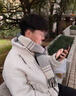 格子圍巾男款冬季保暖男生長(cháng)款新款送男朋友生日禮物百搭男士圍脖 拼色格子圍巾【黑灰色】 曬單實(shí)拍圖