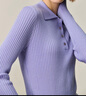 LILY【商場(chǎng)同款】秋新款極簡(jiǎn)風(fēng)POLO領(lǐng)修身顯瘦針織衫毛衣女款 802粉紫 XS 曬單實(shí)拍圖