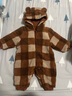 babylove嬰兒連體衣冬季寶寶羊羔絨哈衣加厚夾棉保暖連帽外出棉服 維希格紋 66cm 曬單實(shí)拍圖