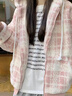 閃動(dòng)少女（SHANDONGSHAONV）加厚小香風(fēng)羊羔毛絨外套女2025秋冬新款寬松韓系格子棉衣 粉紅色[夾棉] S (建議8095斤) 曬單實(shí)拍圖