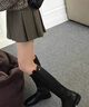 她芙（tafu）品牌女鞋長(cháng)筒靴女2025新款高筒切爾西騎士長(cháng)靴子不過(guò)膝平底靴子 黑色單里后拉鏈 36 曬單實(shí)拍圖