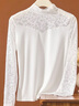莫代爾半高領(lǐng)蕾絲打底衫女薄款2025新款洋氣內搭網(wǎng)紗白色長(cháng)袖上衣 曬單實(shí)拍圖
