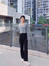 燦圖高腰窄版休閑褲子女春秋季寬松潮流顯瘦韓系香蕉褲闊腿直筒長(cháng)衛褲 黑色 L 【建議110-120斤】 曬單實(shí)拍圖