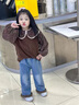 G.DUCKKIDS小黃鴨女童褲子秋冬季加絨加厚兒童牛仔褲幼小童寶寶闊腿長(cháng)褲外穿 小貓加絨牛仔褲 110 尺碼4~5歲【100-110cm】 曬單實(shí)拍圖