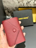 banyanu荔枝紋頭層牛皮卡包女新款時(shí)尚小巧便攜防盜刷消磁真皮駕駛證卡夾 酒紅色 曬單實(shí)拍圖
