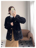 妍莉芬（yanlifen）黑色羊羔毛外套女2025年秋冬季新款寬松棉服加厚小香風(fēng)夾克大衣 【黑色】 45/55kg/M 曬單實(shí)拍圖