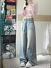 麓格立牛仔褲女美式高街復古破洞2025年夏季新款設計感直筒寬松闊腿長(cháng)褲 美式復古破洞牛仔褲 L 曬單實(shí)拍圖