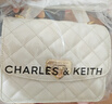 CHARLES&KEITH25秋季新品菱格鏈條手提斜挎包小方包包女包生日禮物CK2-50701608 Cream奶白色 S 曬單實(shí)拍圖