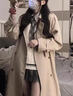 蕓蕁風(fēng)衣女今年流行赫本小個(gè)子春秋新款小個(gè)子中長(cháng)款休閑英倫外套大衣 卡其色 S 建議85-99斤穿 曬單實(shí)拍圖