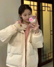 迪士尼學(xué)生12歲女大童羽絨棉服冬季13少女15初中學(xué)生假兩件加厚連帽鋪棉 杏色 S(建議70-90斤) 均碼 曬單實(shí)拍圖