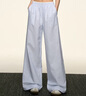 AAISUP慵懶風(fēng)條紋休閑褲子女薄款純棉夏季新款寬松顯瘦小個(gè)子潮流闊腿褲 淺藍色 S 曬單實(shí)拍圖