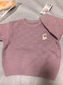 迷你巴拉男女童寶寶秋冬毛衫長(cháng)袖百搭內搭萌趣提花軟毛衣 粉紫A70736 90 曬單實(shí)拍圖