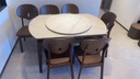途遇黑胡桃木實(shí)木巖板餐桌家用小戶(hù)型伸縮折疊飯桌方圓兩用10人圓桌子 雪山白 【1桌6椅】 配實(shí)木椅 1.35米 曬單實(shí)拍圖