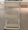 四季沐歌廚房置物架落地折疊小推車(chē)置物架免安裝零食收納儲物移動(dòng)果蔬菜籃 3層奶白【可折疊】常規款 曬單實(shí)拍圖