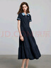 初語(yǔ)撞色polo領(lǐng)連衣裙女2025夏季新款拼接設(shè)計(jì)中長(zhǎng)款T恤裙 藏青色 L 曬單實(shí)拍圖