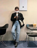 羽雅曼西服女西裝外套男女韓版寬松春秋小個(gè)子面試答辯通勤上衣長(zhǎng)袖 黑色 L碼 曬單實(shí)拍圖