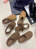 百麗（Belle）復古絨面勃肯鞋女2025冬新商場(chǎng)同款厚底加絨休閑短靴E6F1DDD5預售 棕色-薄絨 37 曬單實(shí)拍圖