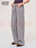 Teenie Weenie小熊女裝牛仔褲秋復古休閑天絲抽繩闊腿長(cháng)褲 淺灰色 M (165) 曬單實(shí)拍圖