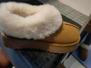 啄木鳥(niǎo)保暖雪地靴女2025冬季新款一腳蹬仿皮毛一體毛毛厚底東北雪地棉鞋 棕色 37 (235mm) 加絨加厚 曬單實(shí)拍圖